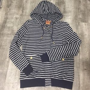 Tory Burch Striped Nautical Terry Cloth Hoodie